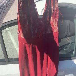 Long red gown